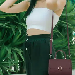 LOOKMUSTER Women Textured Structured Zip Detail Satchel Bag-picture-23