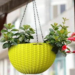 go hooked Rattan Hanging Planters Pot with Metal Hanging Chain image 4