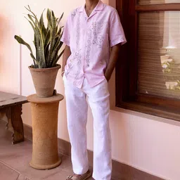 ASUKA Spread Collar Relaxed Fit Linen Shirt image 5