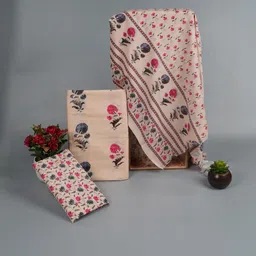 Kwatchi Women Cream With Floral Printed Pure Cotton Unstitched Dress Material-image-5