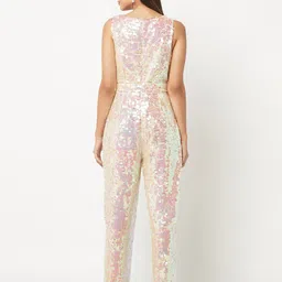 HOUSE OF S V-Neck Sleeveless Basic Jumpsuit with Embellished image 4