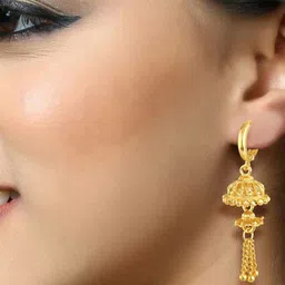 Vighnaharta Gold-Plated Ghungroo Beaded Dome Shaped Jhumkas image 2