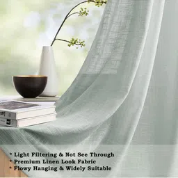 HOMEMONDE Grey Set of 2 Sheer Door Curtain image 5