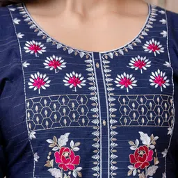 AUZAAI COLLECTION Selection Of 2 Ethnic Motifs Thread Work Round Neck Straight Kurtas image 3