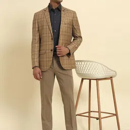 Cantabil Smart Fit Checked Notched Lapel Long Sleeve Single Breasted Blazer image 4