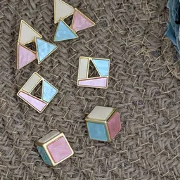 MEIRA JEWELLERY Set Of 3 Artificial Stones Studded Geometric Studs-image-14