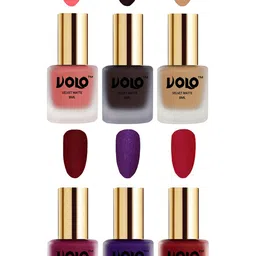 VOLO Set Of 6 Velvet Matte Nail Polish - 8 ml Each Shade Dark Wine - Metallic Dark Purple image 1