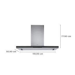 elica METEORITE EDS PLUS HE LTW 120 TOUCH 120cm 1220m3/hr Ducted Wall Mounted Chimney with Touch Control Panel (Black) image 2