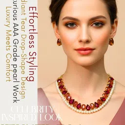 MANSIYAORANGE Women Gold-Plared American Diamond & Cubic Zircon Studded Jewellery Set image 4