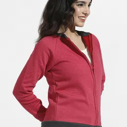 Campus Sutra Colourblocked Mandarin Collar Cotton Front Open Sweatshirt image 3