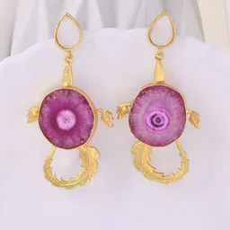 DASTOOR Gold Plated Artificial Stones Studded Contemporary Drop Earrings image 1