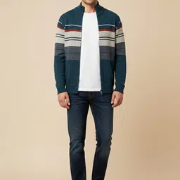 Mast & Harbour Men Striped Knitted Jacket-picture-16