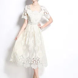 JC Collection Floral Self Design Fit & Flare Midi Dress-image-83