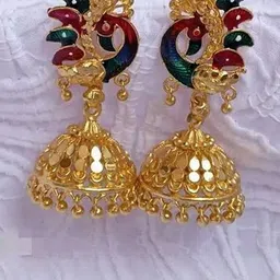 Drama queen fashion Peacock Shaped Jhumkas Earrings-picture-34
