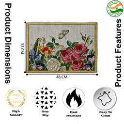 PRAKARTIK 5Pcs Yellow & Green Printed Cotton Table Linen Set image 5