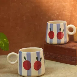 WEAVING HOMES Blue & Red Printed Ceramic Glossy Mugs Set of Cups and Mugs image 3