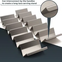 saifix Taco Holders Stainless Steel - Taco Stand Rack Holds Up to 3 Tacos Each - Oven, Grill, Dishwasher Safe Taco Holder Serving Set image 4