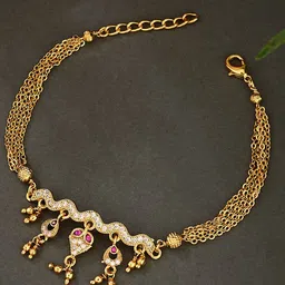 ATIBELLE Women Brass Cubic Zirconia Handcrafted Gold-Plated Link Bracelet-picture-26