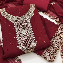 MANVAA Embroidered Silk Georgette Unstitched Dress Material-picture-10