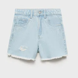 Mango Kids Girls Cotton Ripped Frayed Denim Shorts-image-69