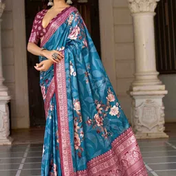 TIRA Floral Silk Blend Designer Saree image 2