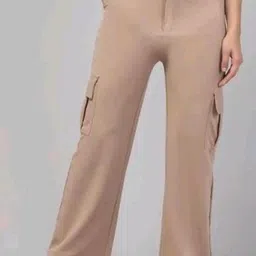 CROWN KING Women Straight Fit Easy Wash Cargos Trousers-image-52