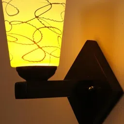 SOMIL Yellow & White Printed Glass Bell Shaped Wall Lamp-picture-13