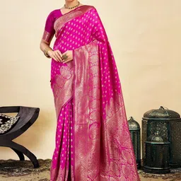 ALBIRA CREATION Woven Design Zari Silk Blend Banarasi Saree-picture-31