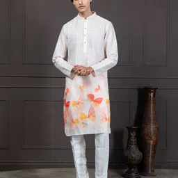 EKYAA Men Floral Printed Thread Work Kurta-picture-11