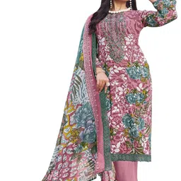 DRAVINAM Trends Floral Printed Thread Work Pure Cotton Unstitched Dress Material-picture-55