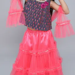 MANY FROCKS & Girls Printed Ready to Wear Lehenga Blouse With Dupatta image 2
