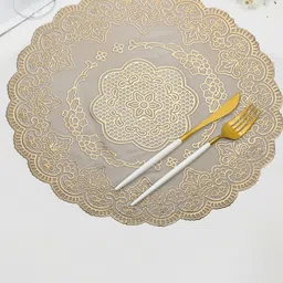 Aura 6-Pcs Yellow Textured Round Table Placemats image 4