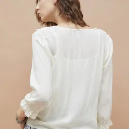 Fame Forever by Lifestyle Self Design Ruffles Lace Insert Bell Sleeve Shirt Style Top image 2
