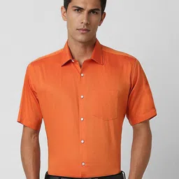 Van Heusen Men Spread Collar Solid Cotton Formal Shirt-image-5