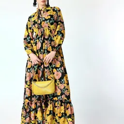 zwerlon Women Fit and Flare Multicolor Maxi/Full Length Dress image 1