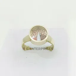 R G MART Unisex Ashtadhatu Shriyantra Shank Double Rudraksha with Para Gold Plated Ring-image-97