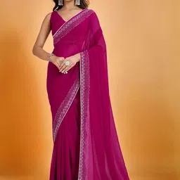 Women Ethnic Pure Georgette Graceful Saree with Designer Diamond Work Saree-image-60