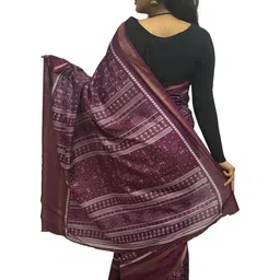 GHAN SALS Warli Printed Zari Baluchari Saree With Unstitched Blouse Piece image 2