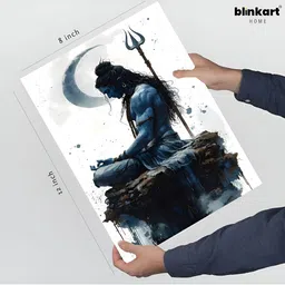 blinkart Blue & Black Lord Shiva Glass Religious Wall Photographs-image-4