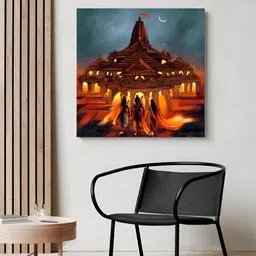 999Store Brown & Orange Coloured Temple Canvas Wall Art-picture-11