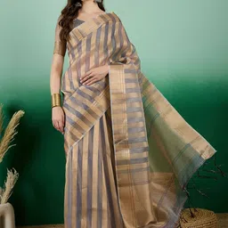 SHADOW & SAINING Woven Design Zari Organza Banarasi Saree image 1