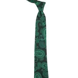 kavove KOVOVE Men Green & Black Woven Design Broad Tie image 3