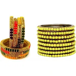 Only Offers Set Of 2 Multi Glass Artificial Stones Bangle-picture-22