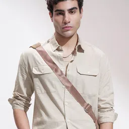 HIGHLANDER Cutaway Collar Relaxed Fit Cotton Shirt image 1