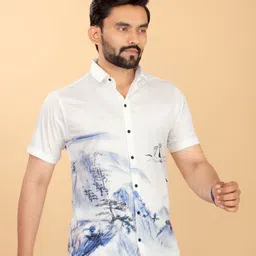 Metronaut Men Standard Regular Fit Spread Collar Graphic Printed Elastane Casual Shirt-picture-35
