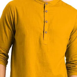 KNOWTED Band Collar Roll-Up Sleeves Straight Short Kurta image 3
