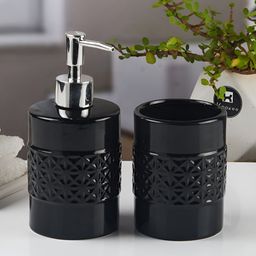 Kookee Black 2 piece Abstract Ceramic Bath Accessories Set-picture-44
