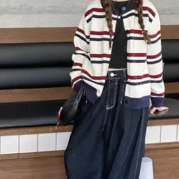 LULU & SKY Girls Striped Button-up Cardigan image 5