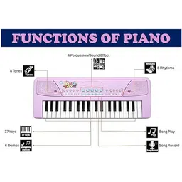 KING TOYZ Kids Piano Mic 37 Keys, 8 Rhythms, 8 Tones & 6 Demo Songs Electronic Musical Toy image 4