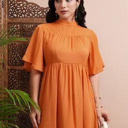 Vishudh Women Flutter Sleeve A-Line Above Knee Dress-picture-17